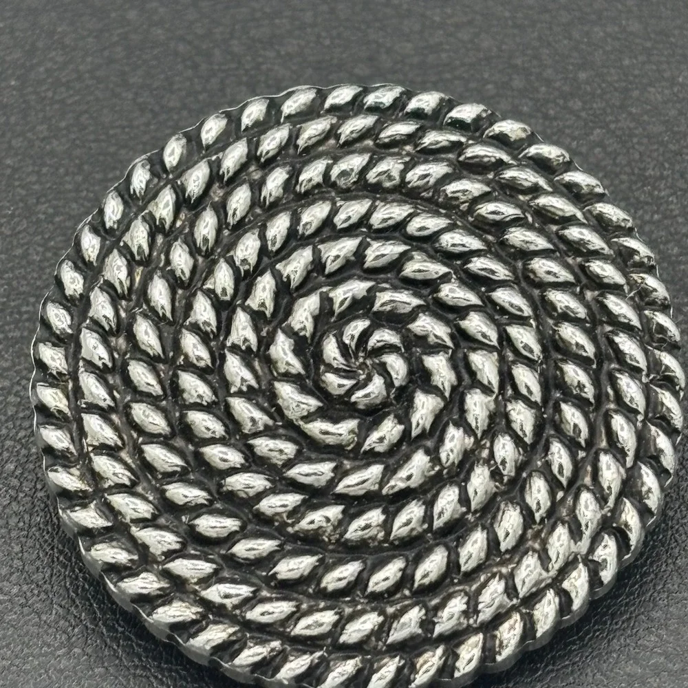 Vintage Western Germany Scarf Clip Women OS Silver Tone Concentric Rope Textured